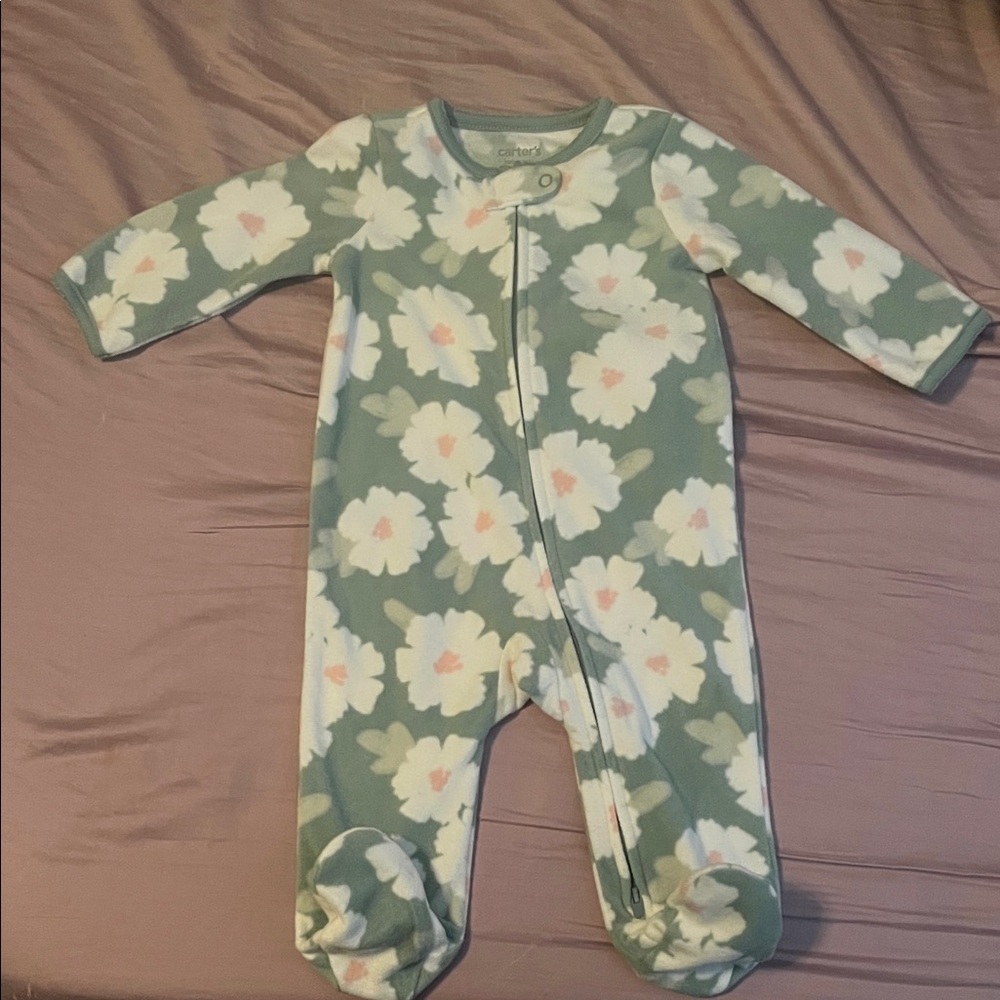 Carter's Green Floral Footie